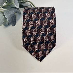 Claudio Gatti Milano Red With Navy Blue Pattern All Silk Designed in Italy Tie